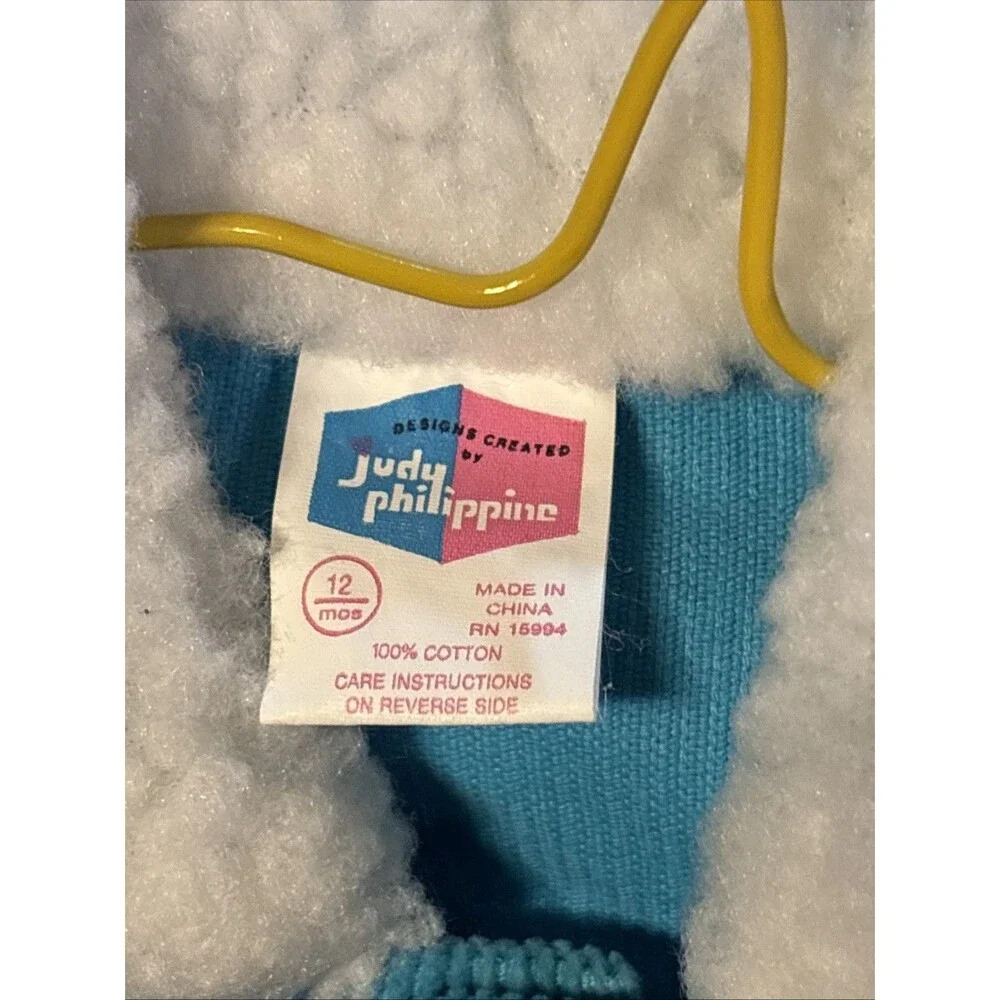 Vintage 80s Judy Philippine Baby Sherpa Bomber Jacket Teal Corduroy 12M